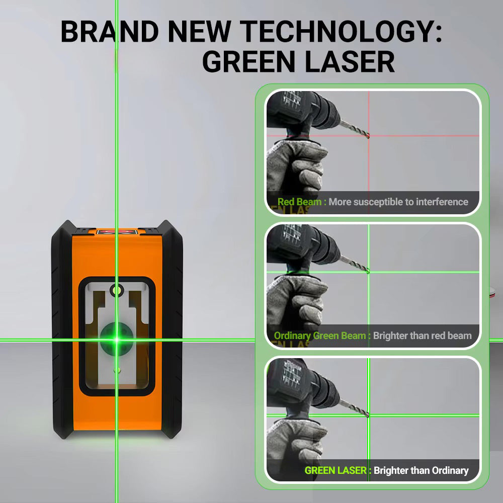 Nroro - Laser Level - Self-Leveling Green 2-lines - 4 pieces set