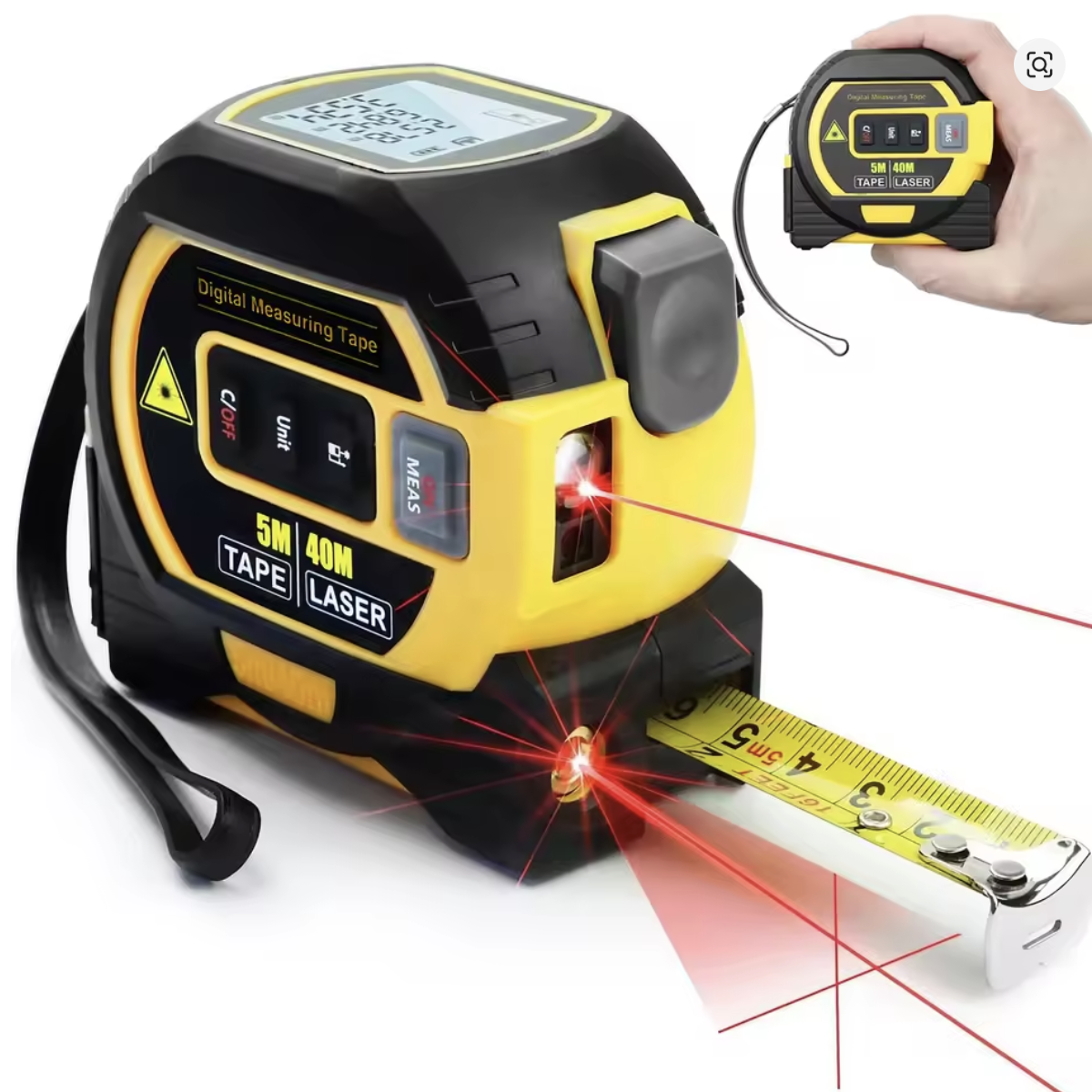 Nroro - 3-in-1 Laser Measuring Ruler, Measuring Tape, Laser Level