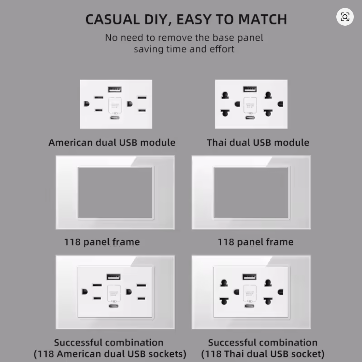 Nroro - Electrical Outlet with Plate - USB-A and USB-C