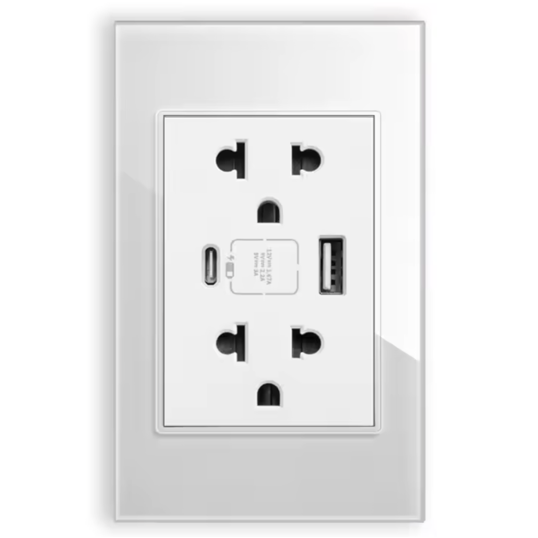 Nroro - Electrical Outlet with Plate - USB-A and USB-C